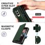 TUCCH SAMSUNG GALAXY Z FOLD4 5G Wallet Case with S Pen Holder Dual Magnetic Tab Closure Book Folio Flip Style - Midnight Green