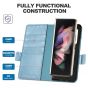 TUCCH SAMSUNG GALAXY Z FOLD4 5G Wallet Case with S Pen Holder Dual Magnetic Tab Closure Book Folio Flip Style - Shiny Light Blue