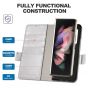 TUCCH SAMSUNG GALAXY Z FOLD4 5G Wallet Case with S Pen Holder Dual Magnetic Tab Closure Book Folio Flip Style - Shiny Silver