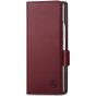 SHIELDON SAMSUNG Galaxy Z Fold6 Foldable Phone Case, SAMSUNG Z Fold 6 Genuine Leather Foldable Cover - Wine Red