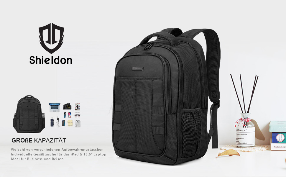 SHIELDON Laptop Rucksack 15,6 Zoll Ultra Groß Daypack für laptop